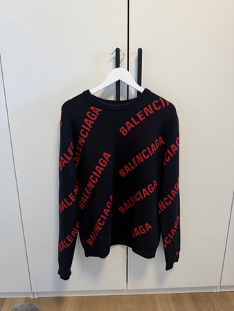 Balenciaga Pullover Logo schwarz rot Grösse L