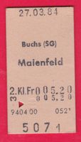 KARTON BILLETT, BUCHS(SG) - MAIENFELD, 2.KLASSE, EINFACH