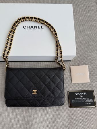 Chanel Wallet on Chain (WOC) – Schwarz (Caviar), Goldfarben