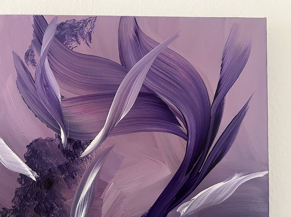 Dipinti: 40x40cm Bild violett "Fliegende Felsen" – Nuovo e nell'imballaggio originale da Urdorf venduto da manuela4 3
