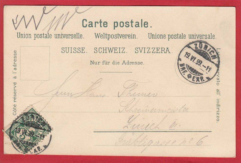 Cartoline postali: CHÂTEAU DE CHILLON, LITHO – Usato da Grüningen venduto da Kartenlaube 1