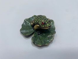 Frosch Deko Schmuckdose mit Steinen Grüne Lilienblatt