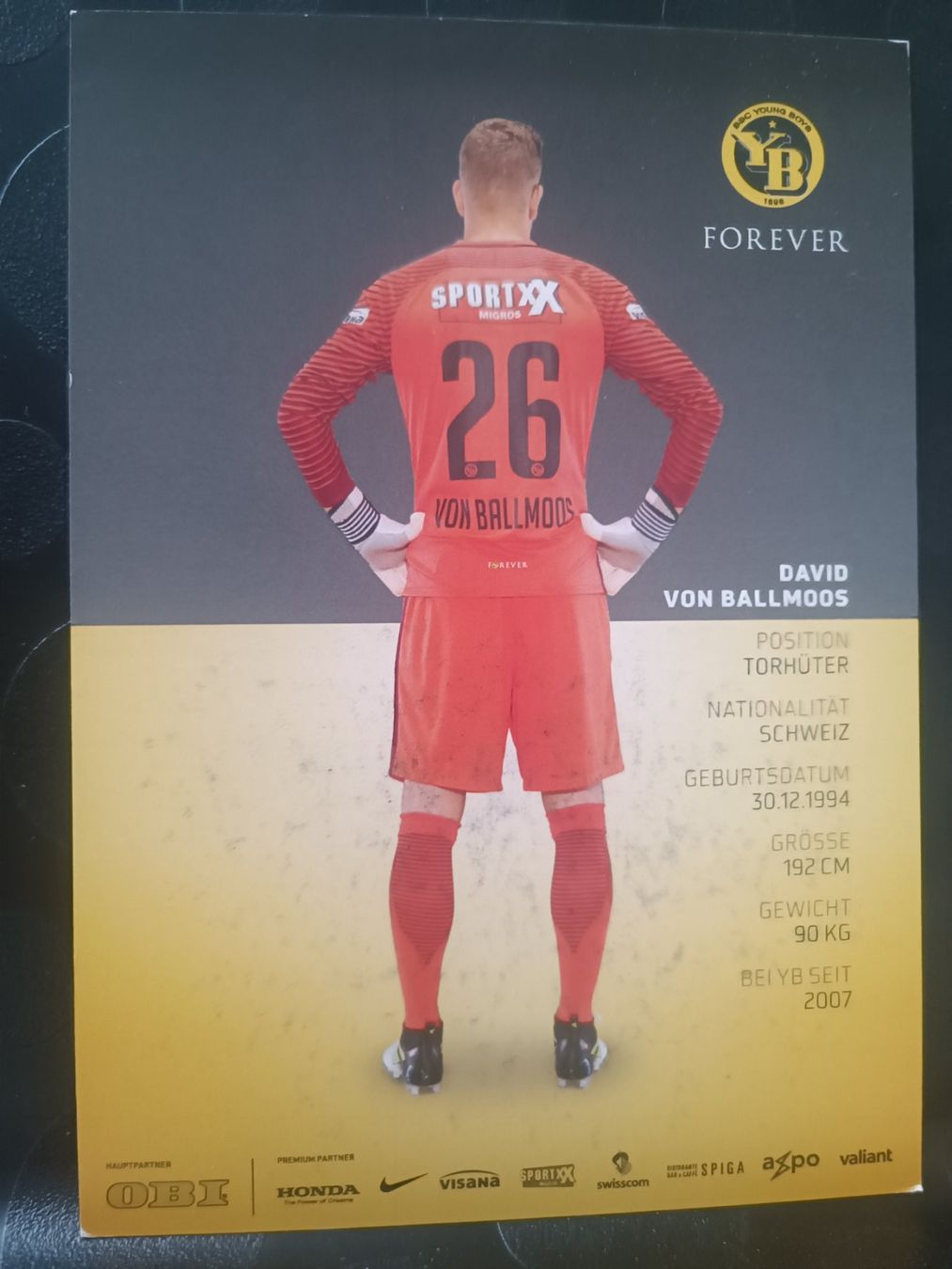 Autografi: David von Ballmoos - YB Bern - handsignierte Karte – Usato da Menziken venduto da Artographs 1