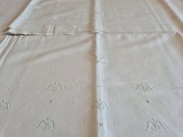 2 Leintücher vintage, weiss mit Monogramm RZ, neu