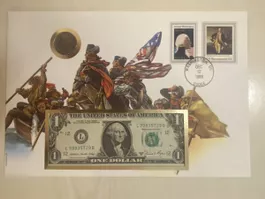 Banknotenbrief mit Münze USA