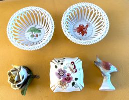 5 porcelaines hongroises peints à la main_HEREND Zsolnay etc