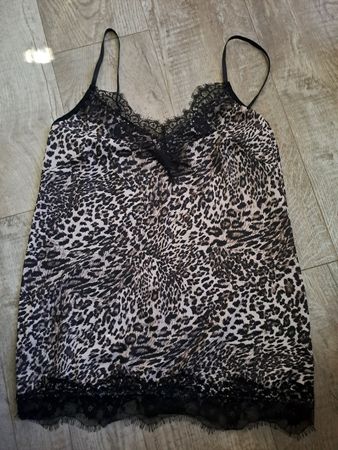 Damen Top Leo-Muster Spitze Gr. L 