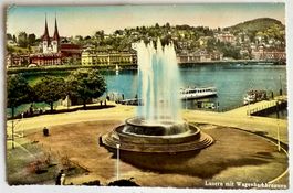 LUZERN mit Wagenbachbrunnen - Dampfschiff 1955