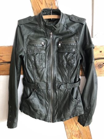 Maze Lederjacke Jacke Leder s 34 grün dunkelgrün
