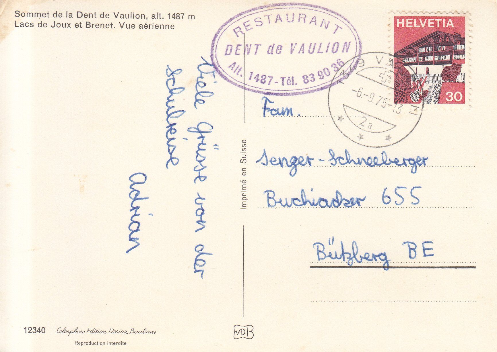 Cartoline postali: Lac de Joux 1975 – Usato da Bürglen TG venduto da StampGraf 1