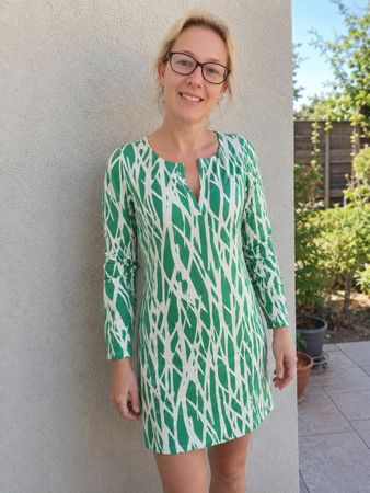 DIANE VON FURSTENBERG | robe soie verte blanche été | t.M