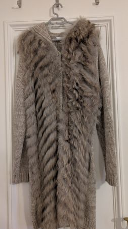 Vintage Connection knit coat, cashmere with fur