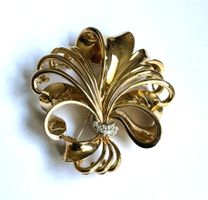 Brosche Vintage 18Karat Gelbgold mit Diamanten besetzt