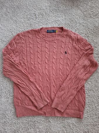 Pull Polo Ralph Lauren coton rose tressé taille L