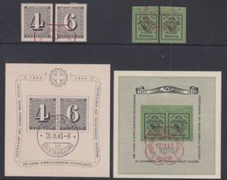 1943 2 Jubiläums Blöcke mit Einzelmarken Ausschnitten W12-14