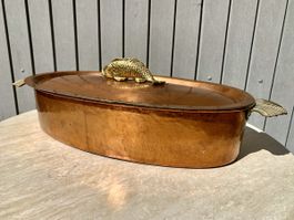 Kupfer Fisch Dampfer, vintage Fischtopf mit Einsatz.
