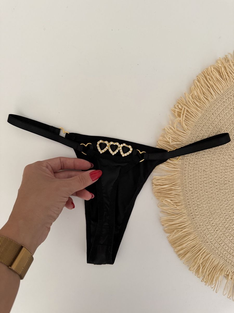 Altra biancheria intima: Damen String schwarz mit Herz Applikation  – Nuovo e nell'imballaggio originale da Gränichen venduto da Domsiiiii