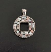 RUNDER ANHÄNGER SILBER 925 MIT PERLMUTT  INLAY