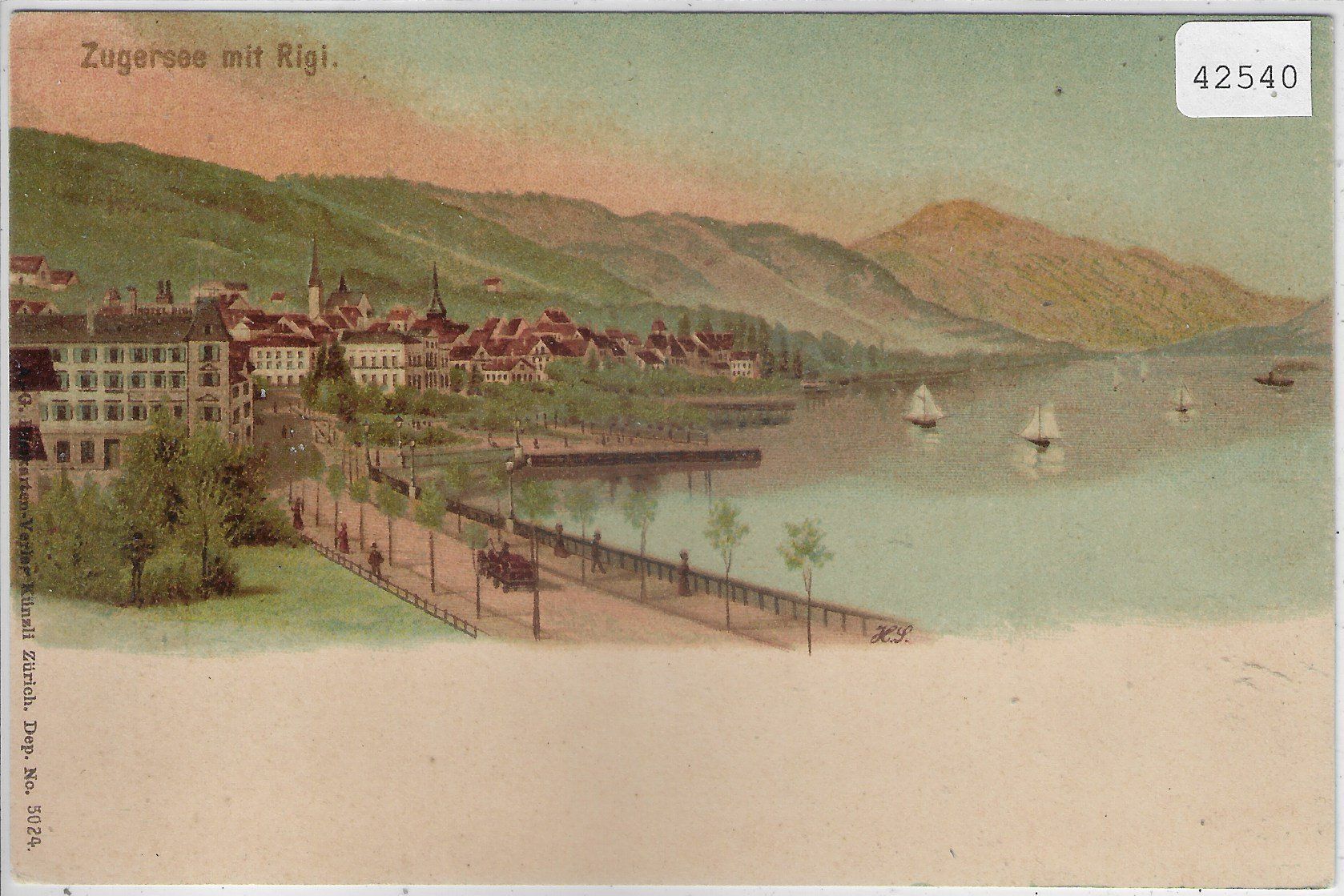 Cartoline postali: Zugersee mit Zug und Rigi - Litho – Usato da Ettingen venduto da Kartenplanet