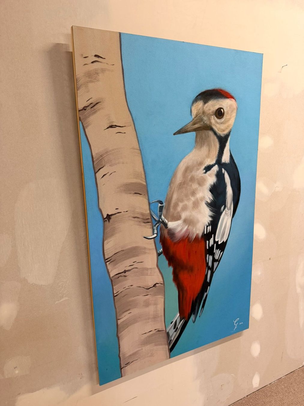 Dipinti: Acryl Bild mit Buntspecht Handgemalt Wandbild Gemälde – Usato da Rickenbach ZH venduto da Der-Insider 6