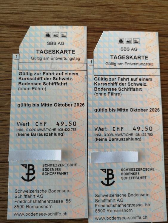 Biglietti: Tageskarten Bodenseeschifffahrt Schweiz – Nuovo (secondo la descrizione) da Frasnacht venduto da Kumali0