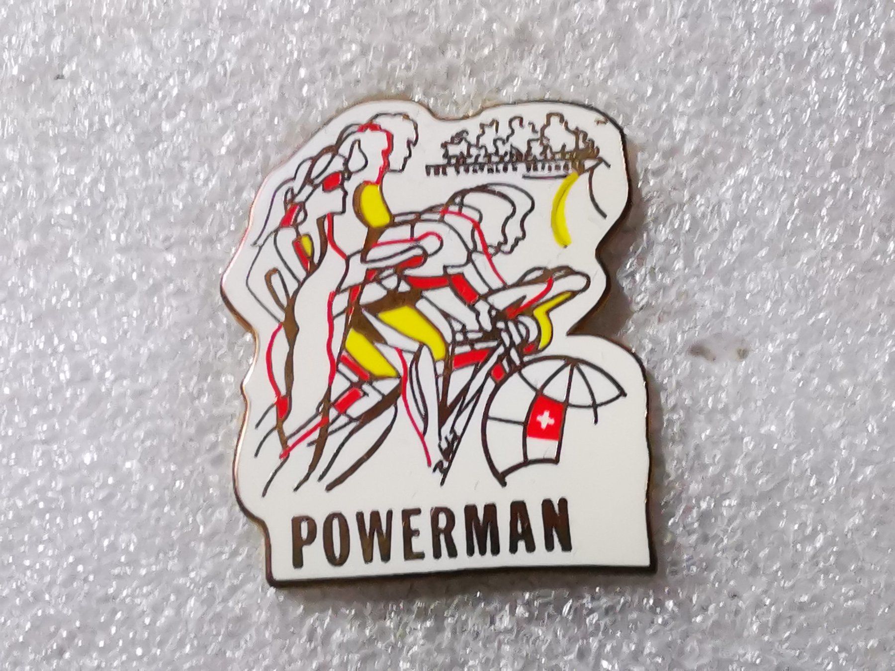 Placchette & Badge: Ansteckpin 114: Power Man – Usato da Oppligen venduto da Pin-Fall-Shop