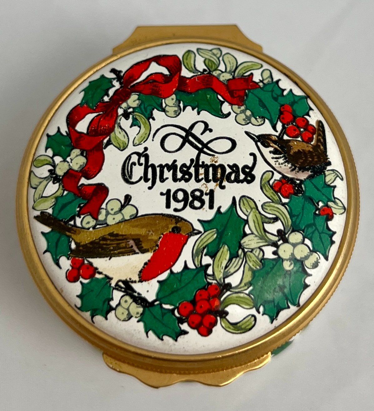 Contenitori & Simili: Halcyon Days Enamels, handbemaltes Weihnachtsdöschen, 1981 – Usato da Zürich venduto da Drahtzug 1