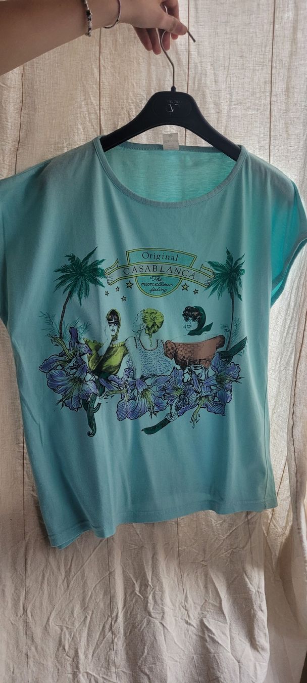 T-shirt: T-shirt Original Casablanca, turquoise, Taille M. – Usato da Vevey venduto da lba_dd82 1