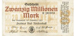 Bad Reichenhall 20 Mil.Mark 10.09.1923 VZ-VZ+