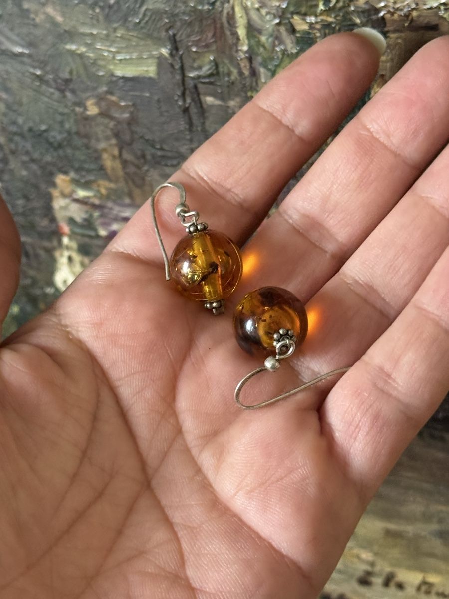 Ohrringe & -stecker: Amber Bead Drop Silver Earrings - Unique Summer Accessory – Gebraucht aus Zürich von olalinda 5