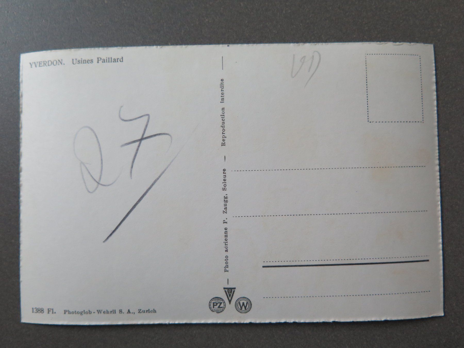 Cartoline postali: YVERDON - USINES PAILLARD – Usato da Wittenbach venduto da lipasal 1