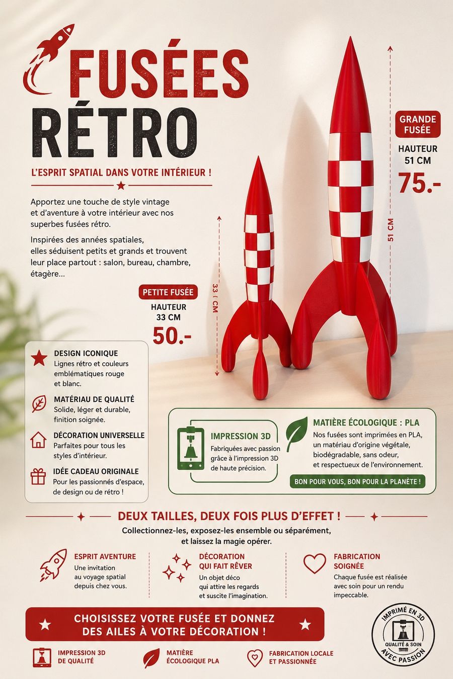 Statuette: Fusée tintin 33 cms – Nuovo (secondo la descrizione) da Le Locle venduto da Hiboux