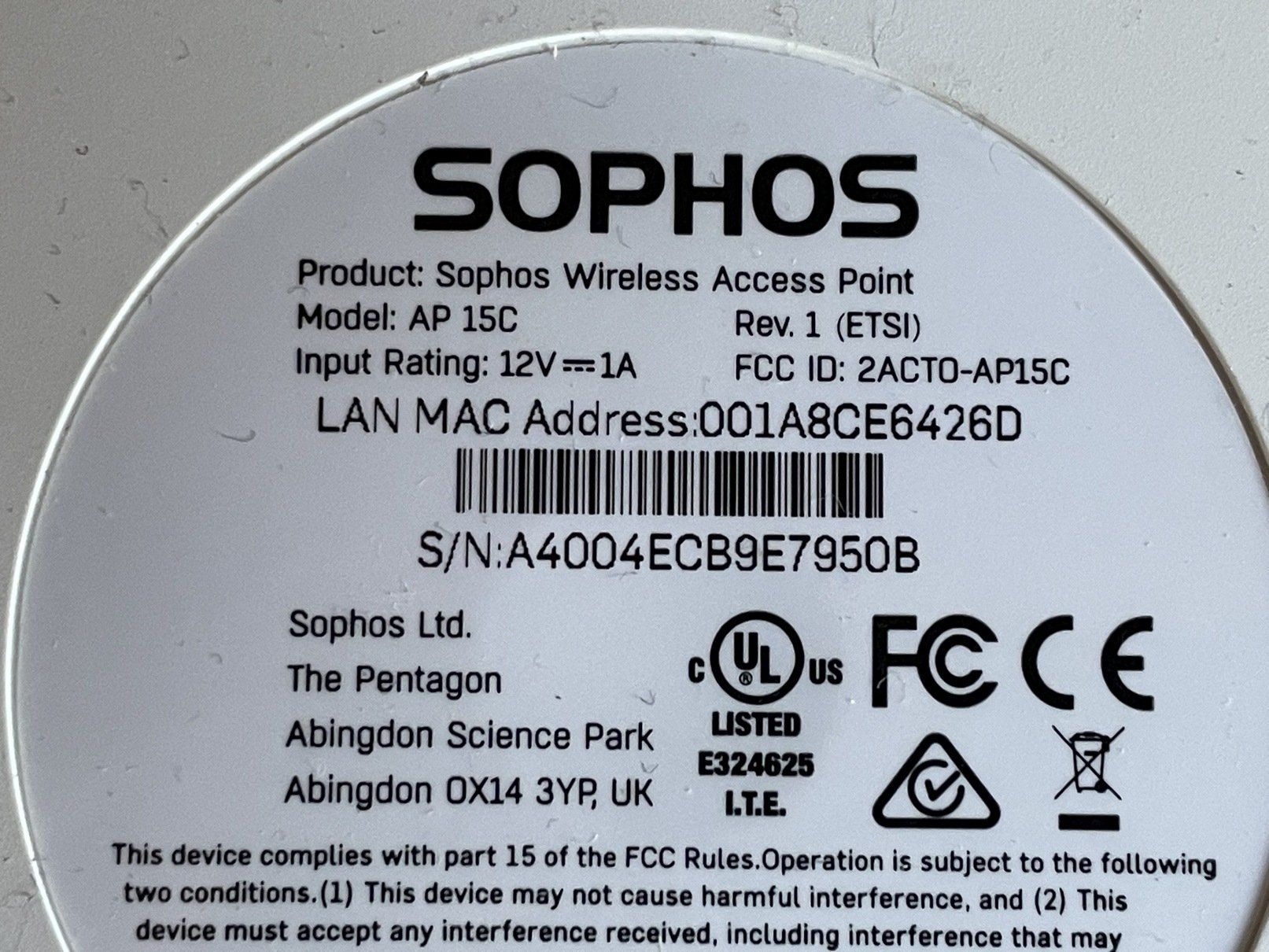 Wlan: 3x SOPHOS WLAN AccessPoint AP15C – Gebraucht aus Aadorf von Shecar 1