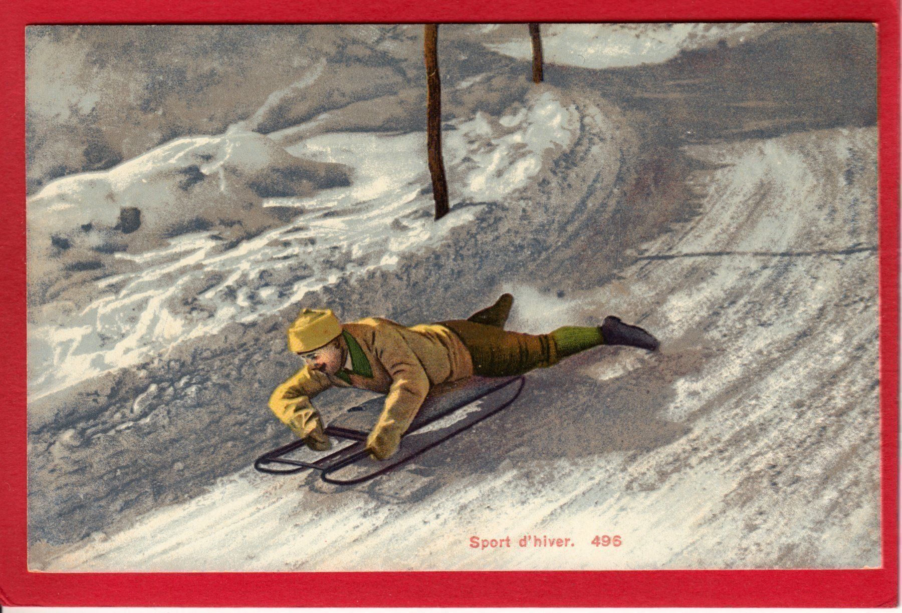 Cartoline postali: 3 AK WINTERSPORT, SCHLITTENFAHRT, BOBRENNEN – Usato da Grüningen venduto da Kartenlaube 1