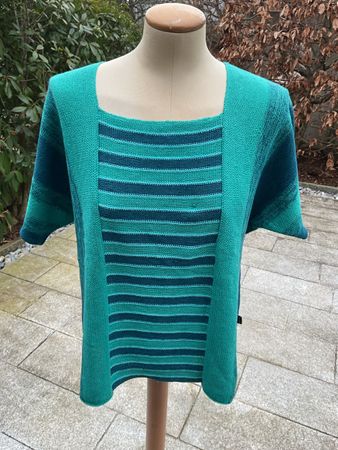 Kurz Arm Cotton/ Linen Strick Pullover Linara L, Wassergrün
