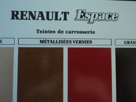 Prospekt Farbkarte und Polstermuster Renault Espace
