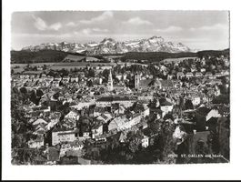 AK 1957 St. Gallen mit Säntis, Top Ansicht und Zustand