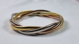 Damen Armreif Edelstahl dreifarbig Gold Silber Rosé (526)