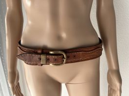 Leather belt brown brass buckle acceptable condition