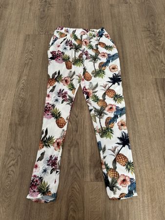 Today Stoffhose Hose Sommer weiss Tropical Muster Gr. S