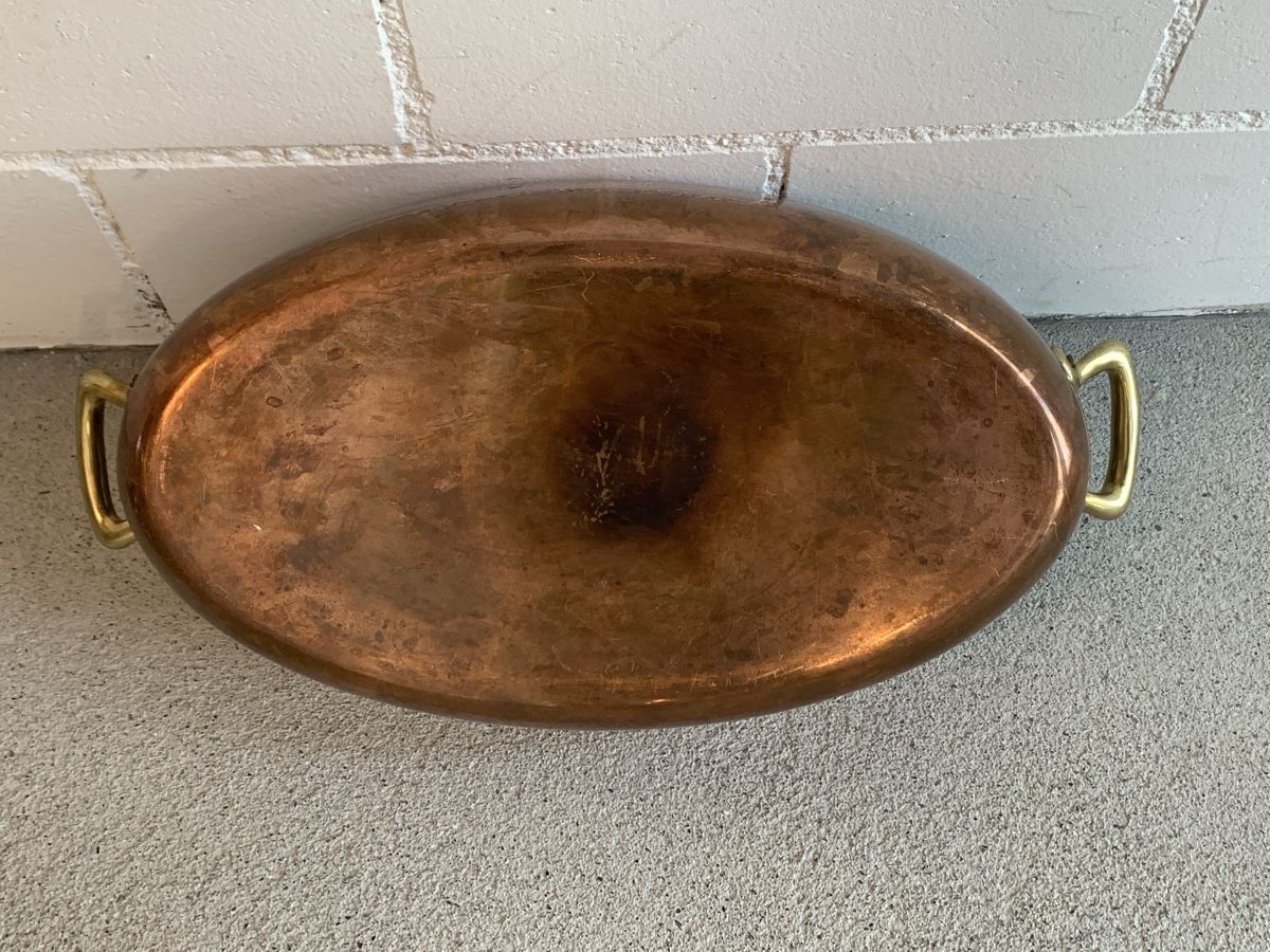 Servierplatten: Copper Oval Serving Dish (40cm long), with Brass Handles  – Gebraucht aus Immensee von vgitter 1