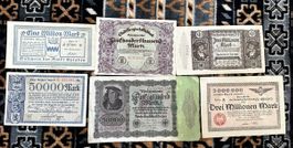 Lot 6x deutsches Notgeld 1923 Inflation | Bayer, Reichsbahn,