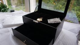 Uhrenbox, Uhrenkasten mit Glasdeckel, 2 Ebenen, 20 UHREN