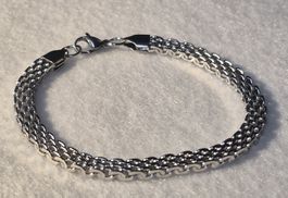 Bracciale catena maglia larga color argento 21.5 cm 