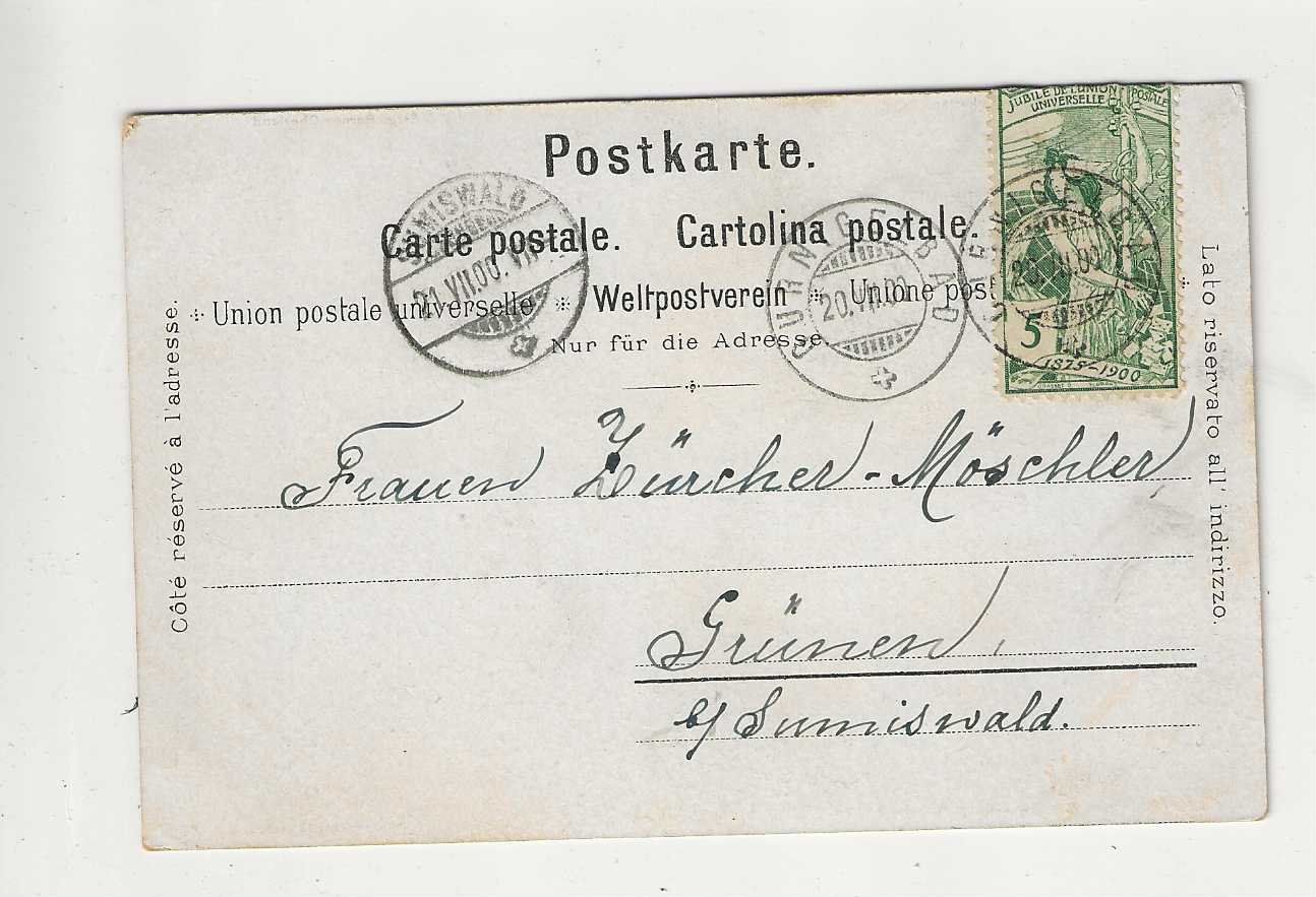 Cartoline postali: Gurnigel, 1900, Litho – Usato da Spiez venduto da Niesen20 1