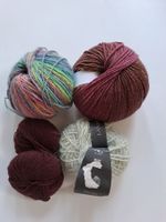Wollset edle Reste dunkelrot, silber, bunt