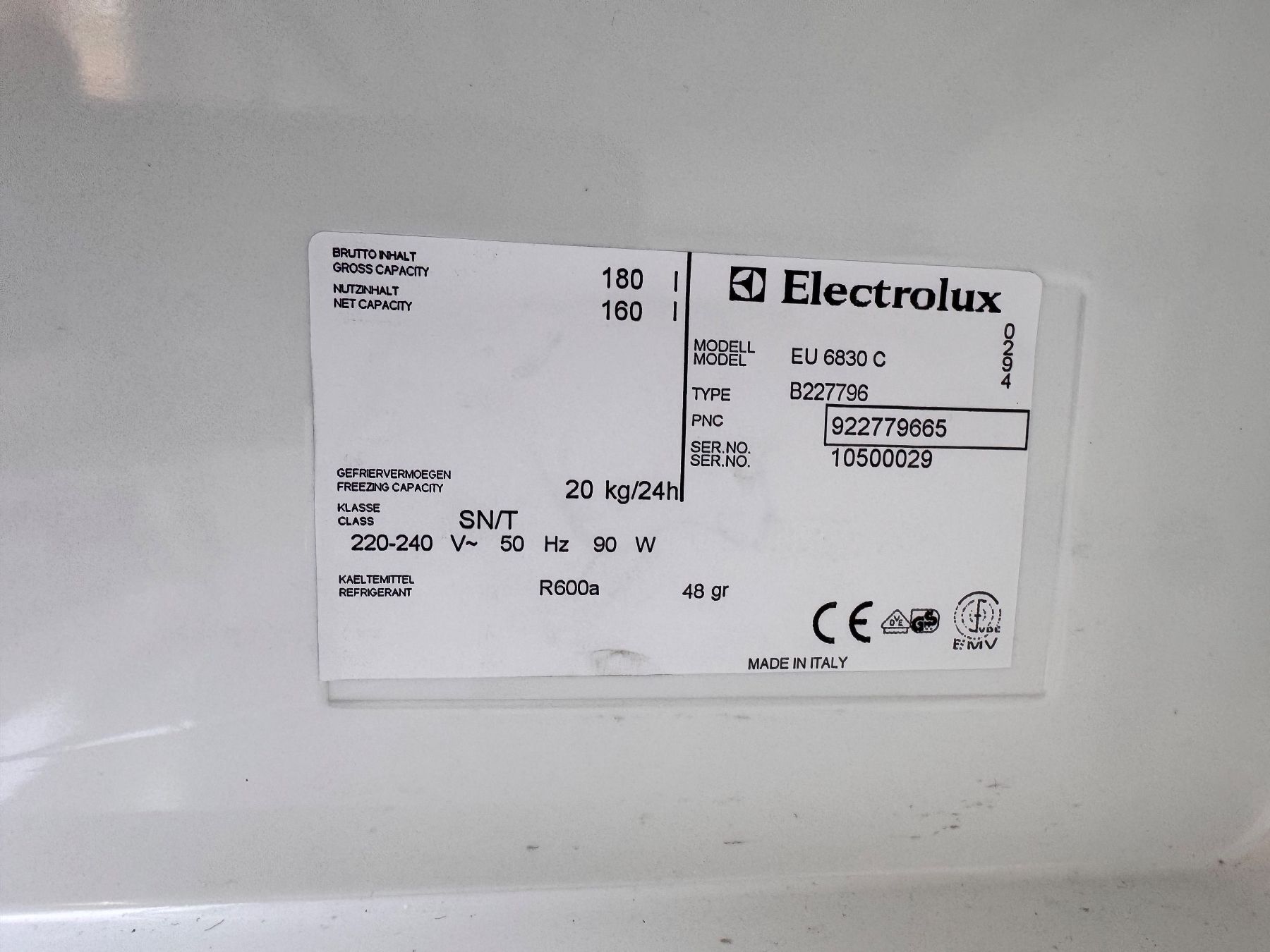 Electrolux Congelatori: Gefrierschrank Electrolux Modell EU 6830C fli – Usato da Küttigen venduto da Melisch1000 1