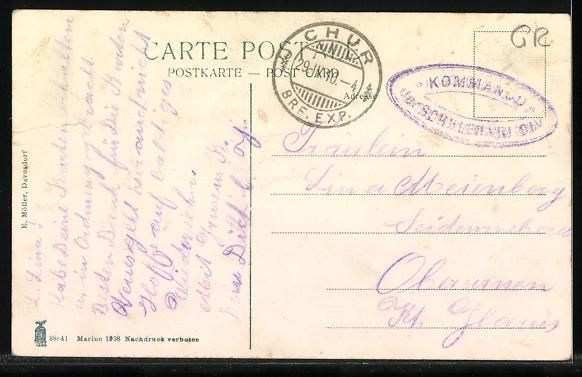 Ansichtskarten: AK Chur, Kaserne, 1910 – Gebraucht aus Berlin von bartko-reher 1