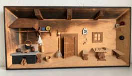 Alte Bauernstube Diorama Kunst Wand Dekor