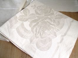 4 Jugendstil Damast Leinen Küchentuch Geschirrtuch Rosen